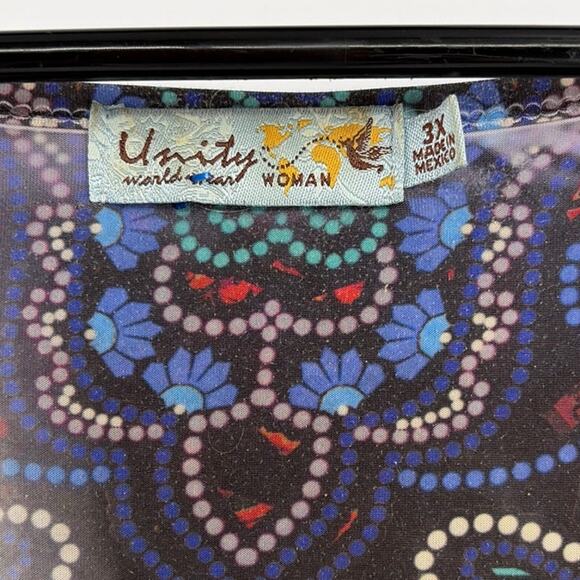 Unity World Wear Boho Sequin Top Sz 3X Y2K Paisley Festival Southwest Hippie - Picture 8 of 11